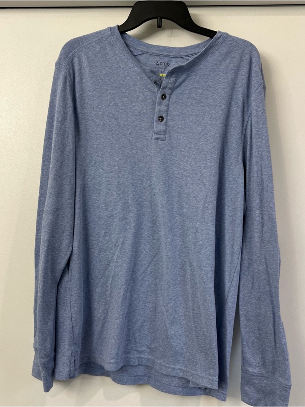 Apt. 9 Men's Long Sleeve Henley Shirt - Heather Blue